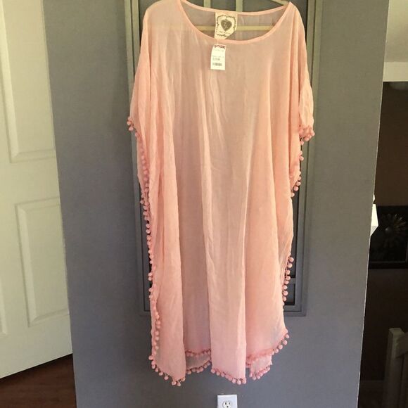 NWT Z&L peach gauze 100% cotton Palm palm beach cover up one size as is - Picture 8 of 11